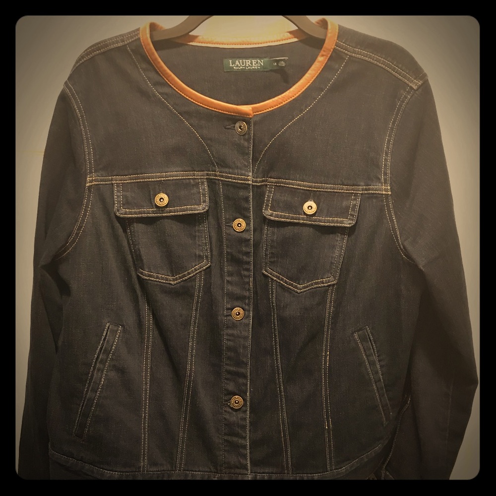Denim Brown Leatherette Trimmed Jacket